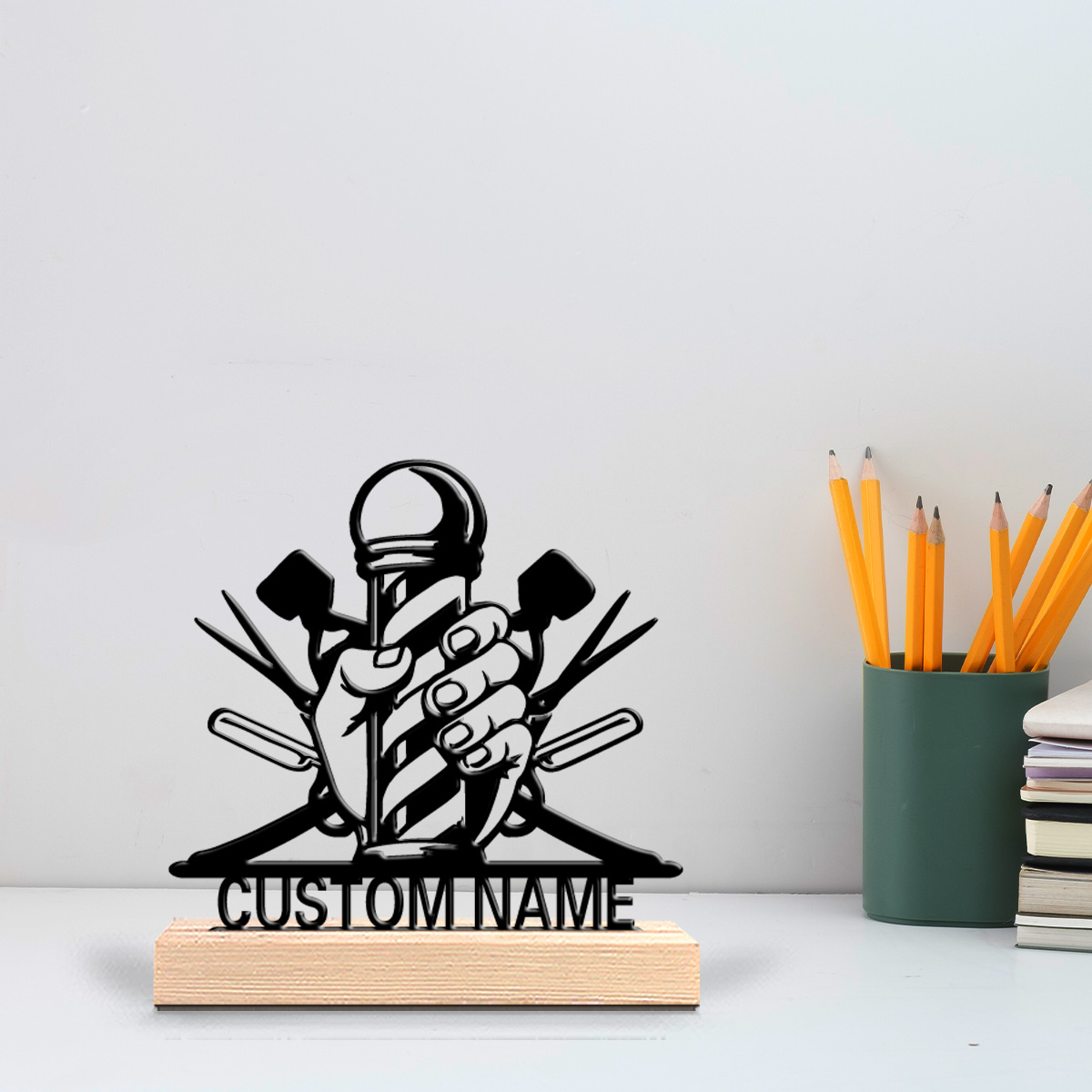 Art Craft Gifts - 1pc Simple BARBER haircut Metal Statue